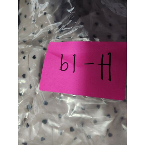 Talbots Blouse Size 1XP Pink Black Heart Long Sleeve Valentine Ruffle Semi Sheer - Picture 7 of 7